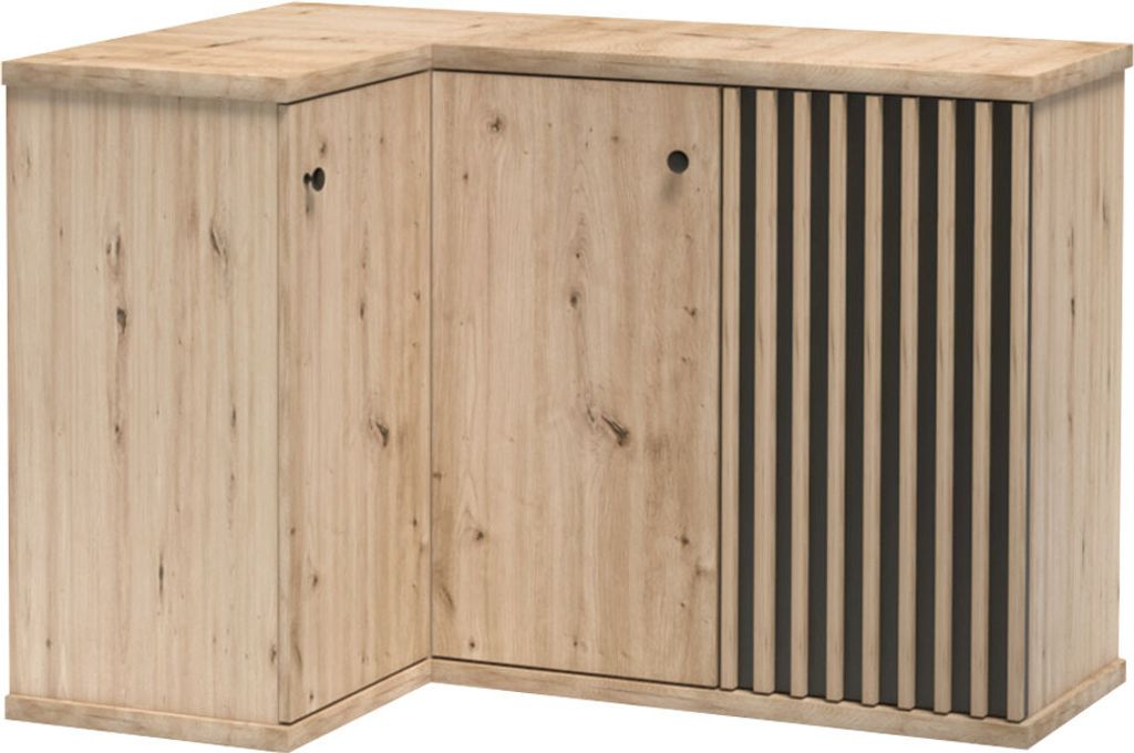 Commode d’angle ORURO – chêne artisan / noir Image du produit 