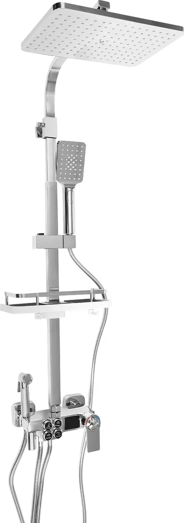 Douche à effet pluie thermostatique avec écran LCD et douchette Inox