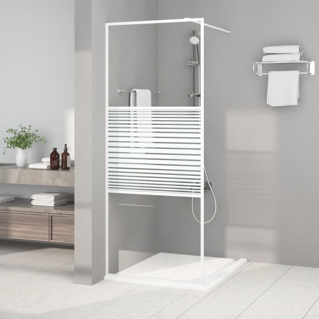 2024 Moderne Duschabtrennungen Duschwand für Begehbare Dusche Weiß 80x195 cm ESG-Klarglas 965715