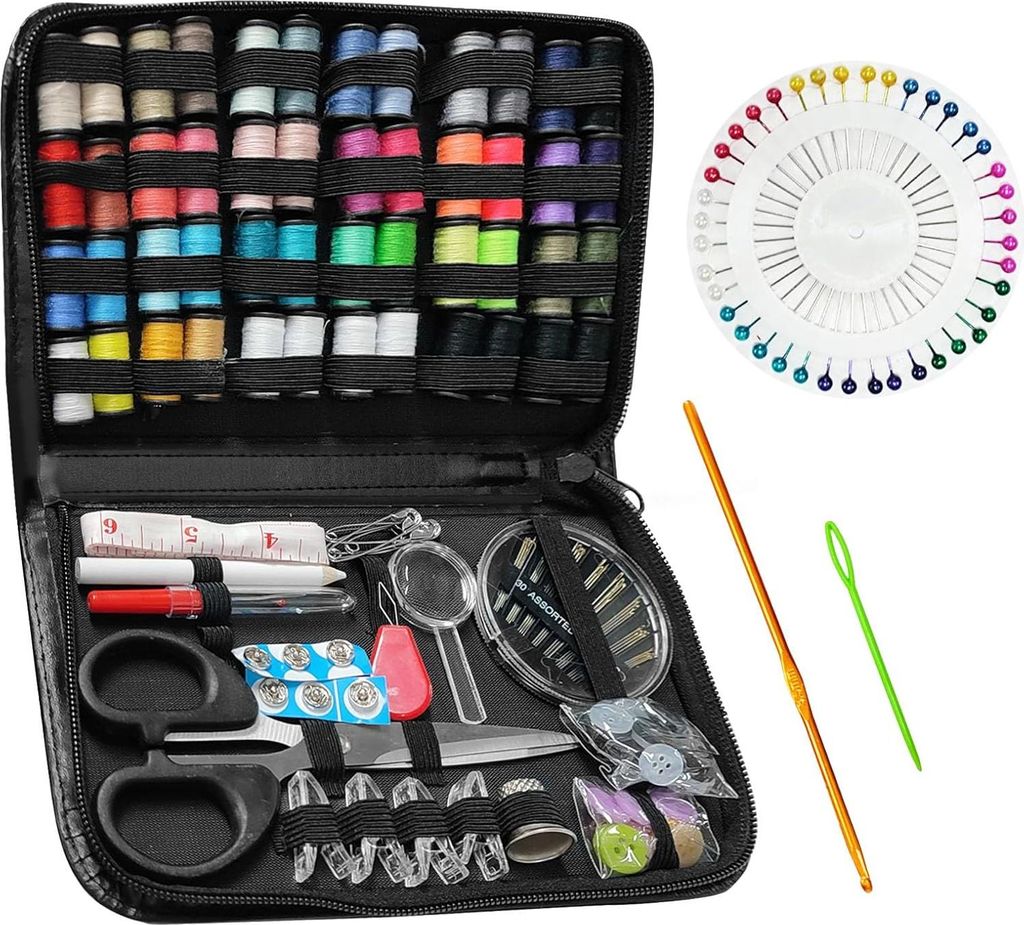 172-tlg. Premium Nähset für Leder & Textilien, Reise-Nähzubehör-Set für Erwachsene, Anfänger, Reparaturen & DIY-Projekte