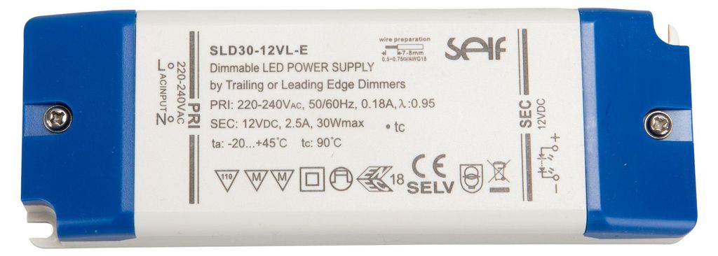 SELF SLD30-12VL-E, Alimentation de bureau IP20 30W 12V 2,5A Image du produit 