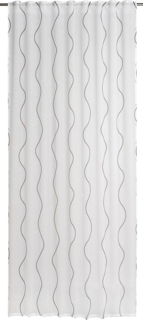 Elbersdrucke transparente Gardine Schlaufenbandschal Curve 07 grau - weiß 140x255 cm 200404 Vorhang für Wohnzimmer Schlafzimmer Küche Flur Kinde...