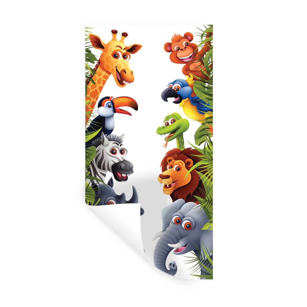 MuchoWow Wandtattoo Wandsticker Wandaufkleber Dschungel - Tiere - Jungen - Mädchen - Giraffe - Elefant - Kinder 20x40 cm Selbstklebend und Repos...