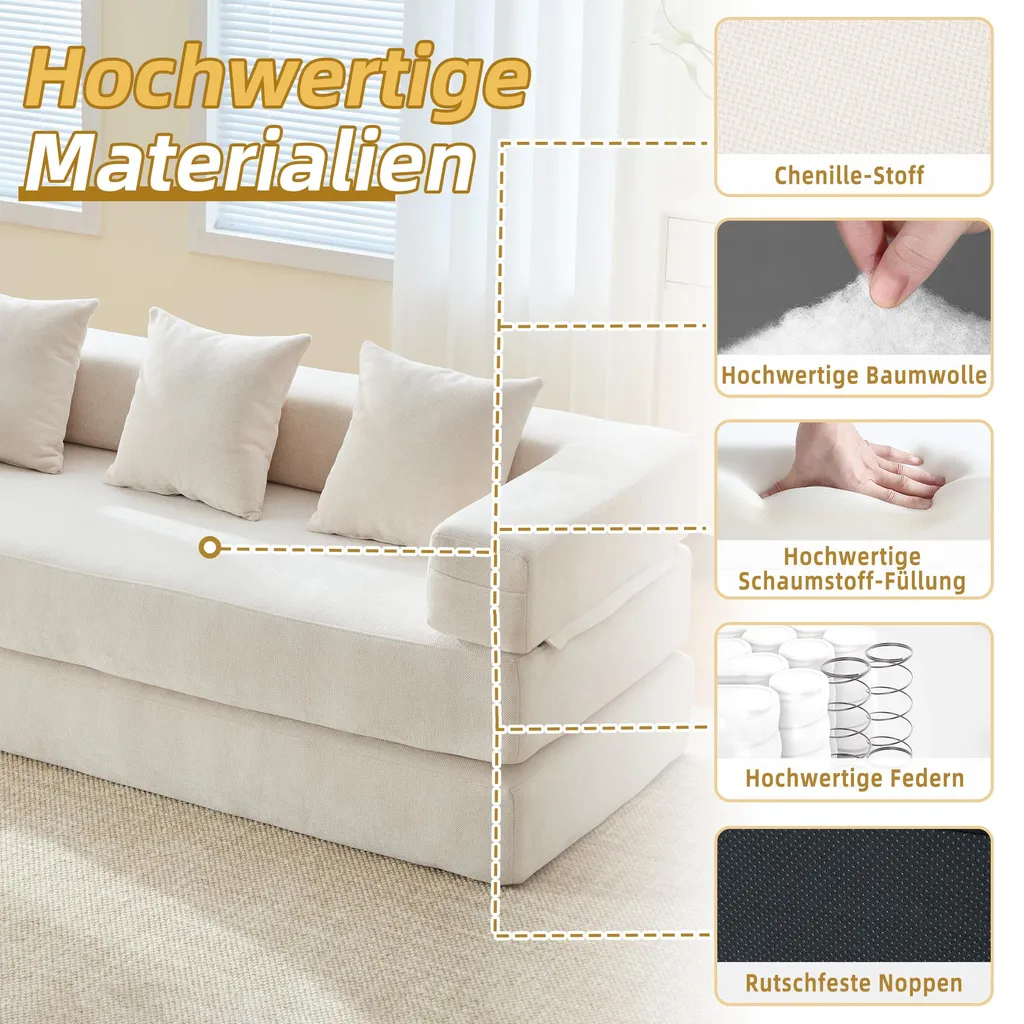 Canapé convertible d'appoint 198x159cm idéal pour studio et invités