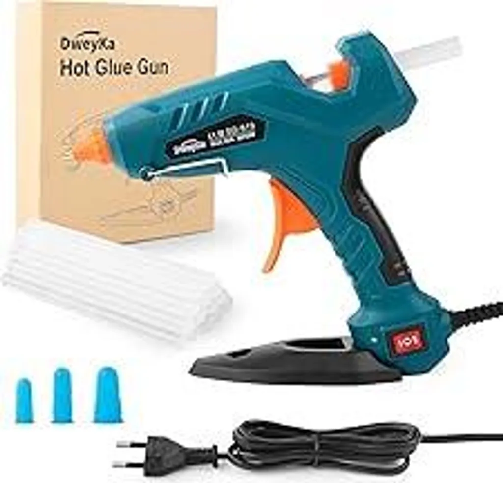 Pistola per colla a caldo, set pistola per colla a doppia potenza 60/100 W con stick di colla a caldo da 11 mm, bastoncini di colla a caldo e supporto di base rimovibile per fai da te, arte, riparazioni industriali, festival e decorazioni. - 1