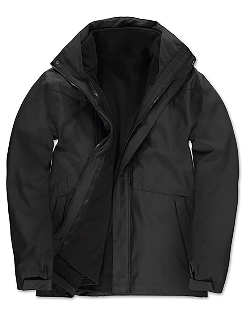 B&C Herren Funktionsjacke Winterjacke Gefüttert Innenjacke Outdoor Zip, Größe:2XL, Farbe:Schwarz