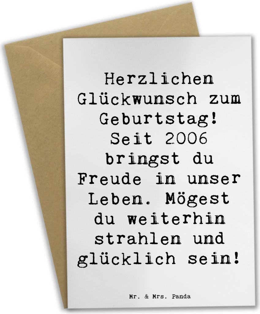Mr. & Mrs. Panda Grußkarte Spruch 2006 Geburtstag - Weiß - Geschenk, Alter, osterkarte, einladungskarten, Strahlen, dankeskarten, Gefühle, Gebur...