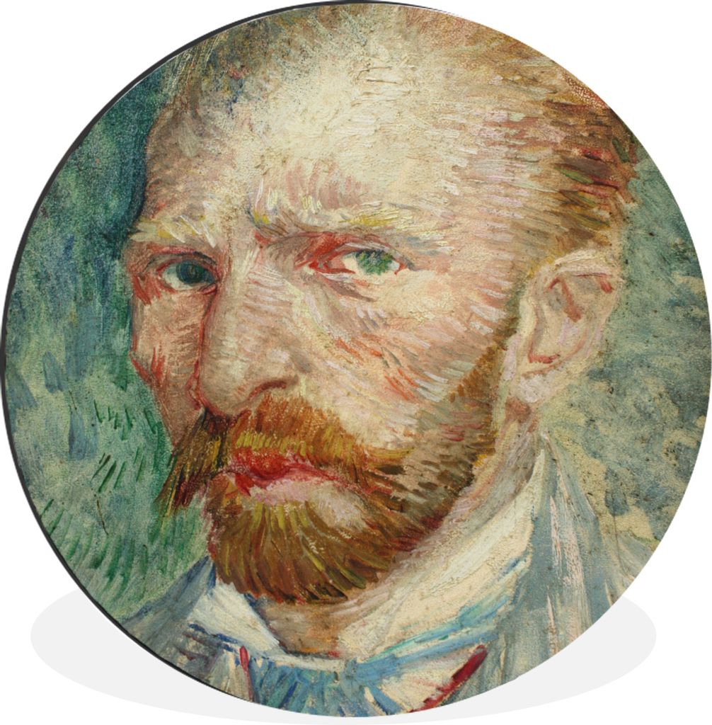 MuchoWow Aluminium Wandkreis Selbstporträt - Vincent van Gogh Ø 30 cm Wanddeko Modern Wohnzimmer - Wand Bild - Wohnzimmer - Runde Bilder - Alub...