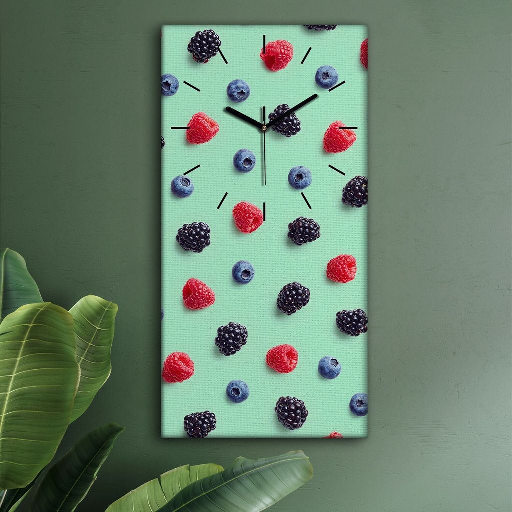 Wohnzimmer Leinwand Uhr Geräuschlos Küche 30x60 Farbige, Früchte, Motive, schwarze Zeiger
