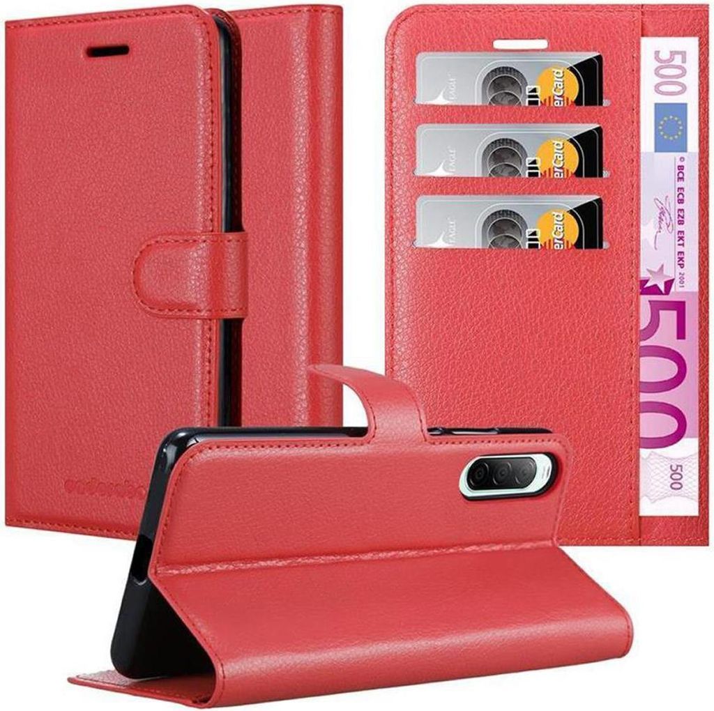 Cadorabo Hülle für Sony Xperia 10 II Schutz Hülle in Rot Handyhülle Etui Case Cover Magnetverschluss