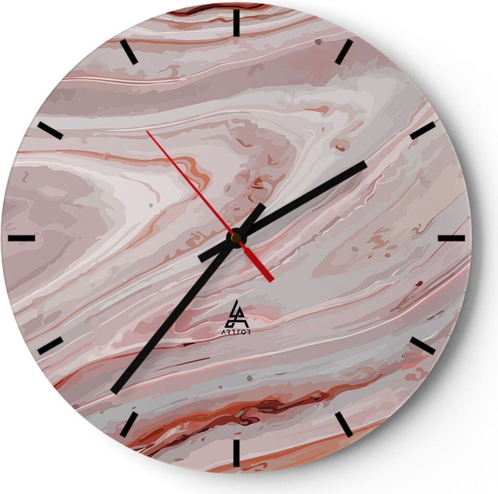 Wanduhr - Rund - Glasuhr - Abstraktion modern - 30x30cm - Schleichendes Uhrwerk - Lautlos - zum Aufhängen bereit - Dekoration Modern - Wanddekorat...
