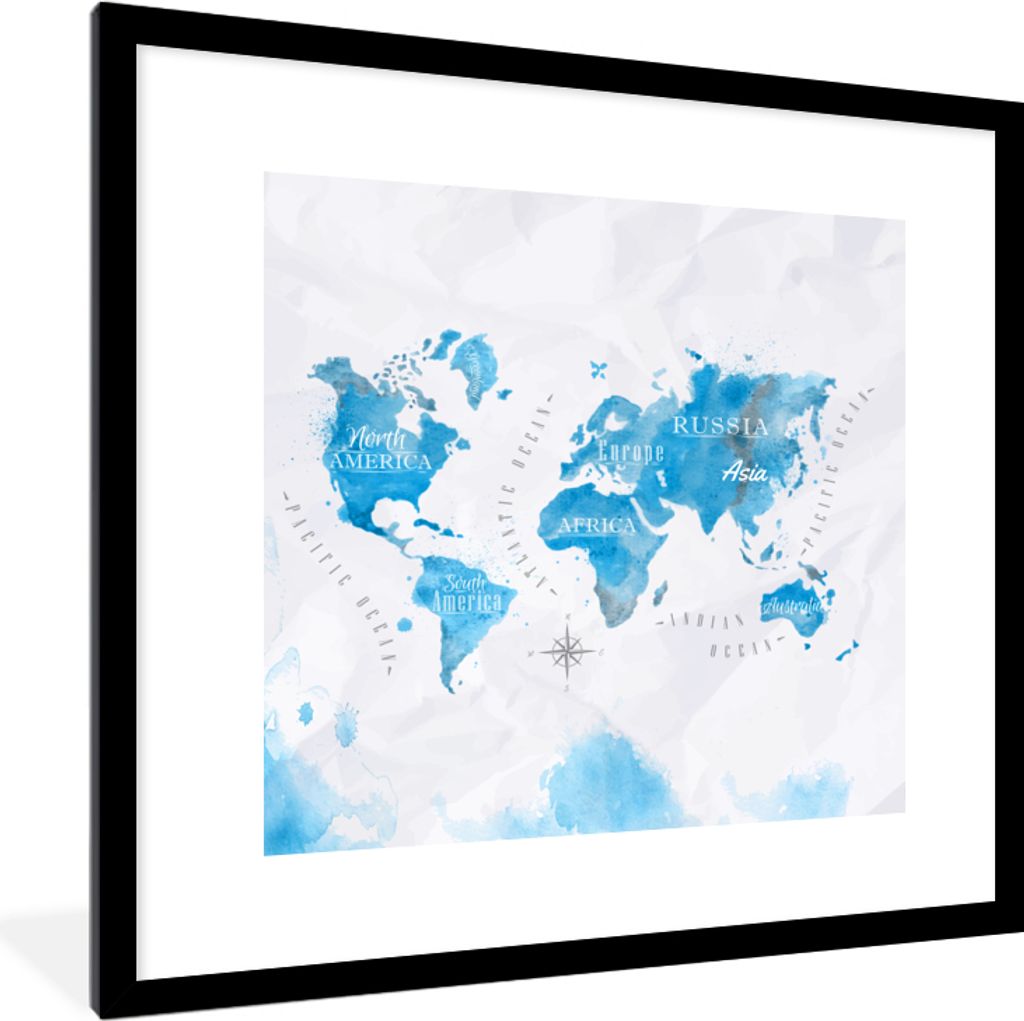 MuchoWow® MuchoWow® Gerahmtes Poster Aquarell - Weltkarte - Produktbild 