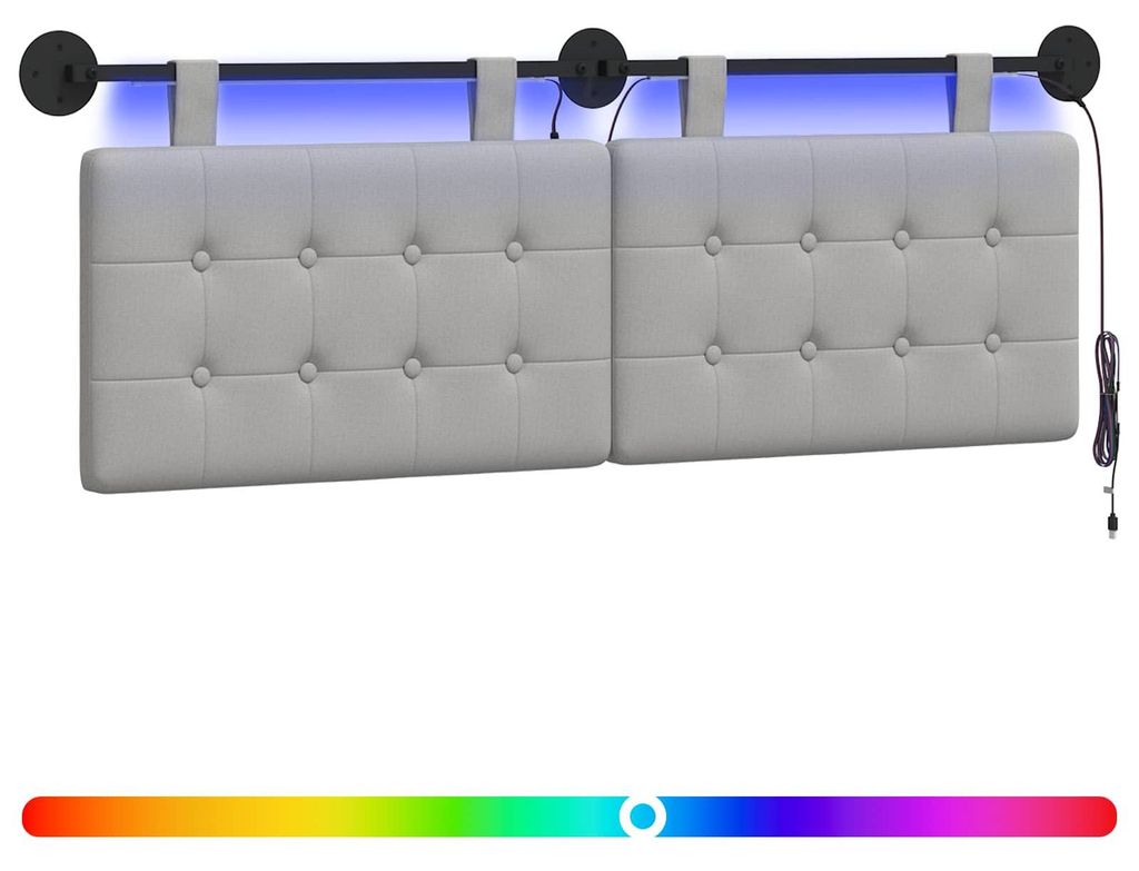 vidaXL Hängendes Kopfteil Mit LED Licht Wolkengrau Stoff