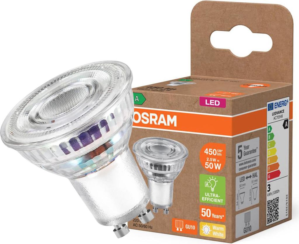 LED reflektorová žiarovka PAR16 OSRAM Energy Class s Obrázok produktu 