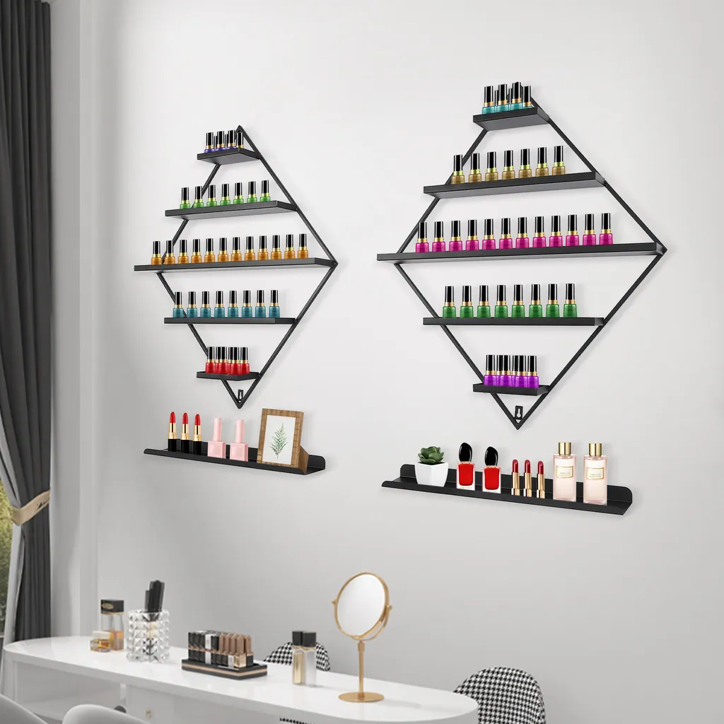Étagère à vernis à ongles pour studio de manucure pro 5 étages noir