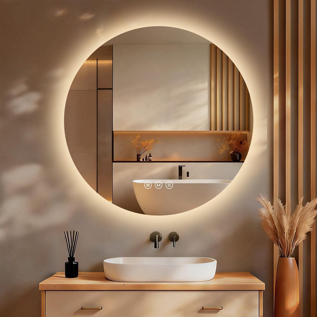 S'AFIELINA miroir de salle de bain LED rond miroir de salle Image du produit 