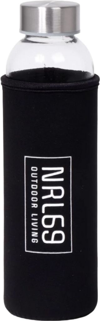 Wasserflasche – Trinkflasche – Sportflasche – mit weichem Neopren-Überzug – Glas – mit Edelstahlverschluss – 500 ml