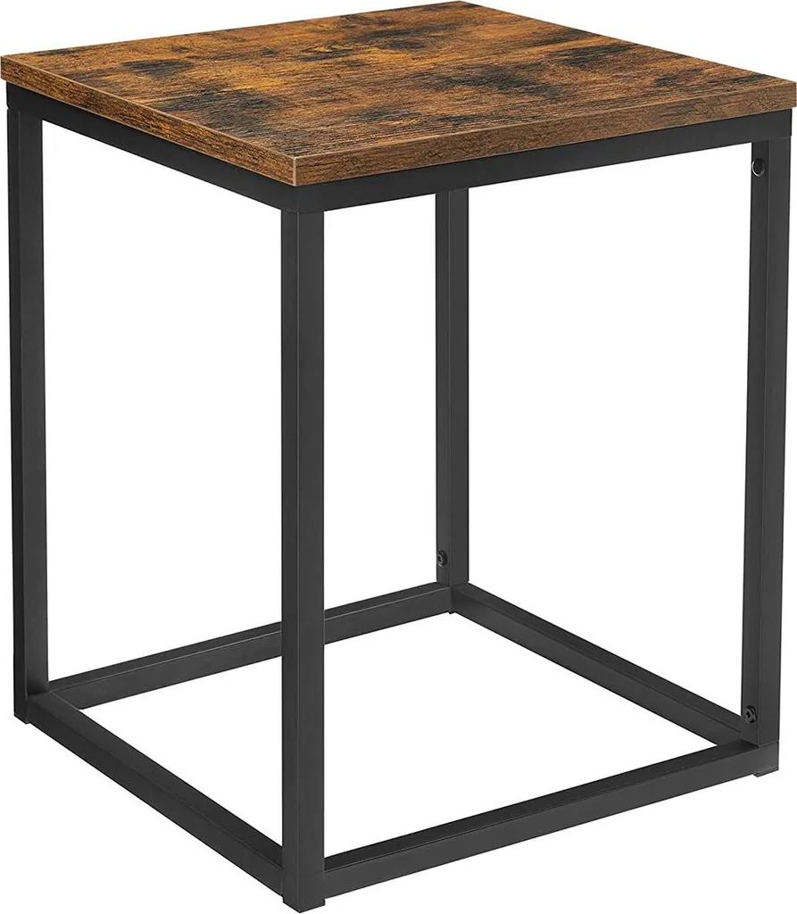 Table d'appoint style industriel bois et acier Loft - Noire 40x40cm