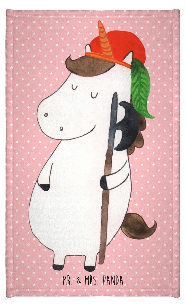 Mr. & Mrs. Panda Handtuch Einhorn Junge - Rot Pastell - Geschenk, gäste wc, Frotteetuch, Klein, Einhörner, Unicorn, Kleines, Bube, Gästetuch, Mi...