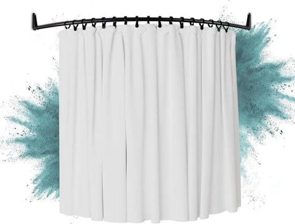Barre rideau douche d'angle 140x140 anti-rouille noire sans percer plafond