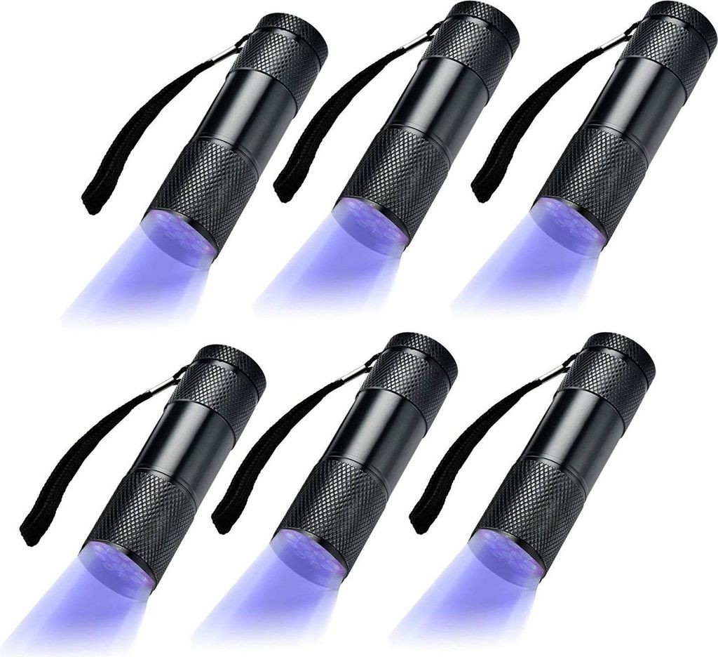 6er-Pack UV-Ultraviolett-Schwarzlicht, 9 LED-Taschenlampen, Taschenlampen für den Außenbereich usw.