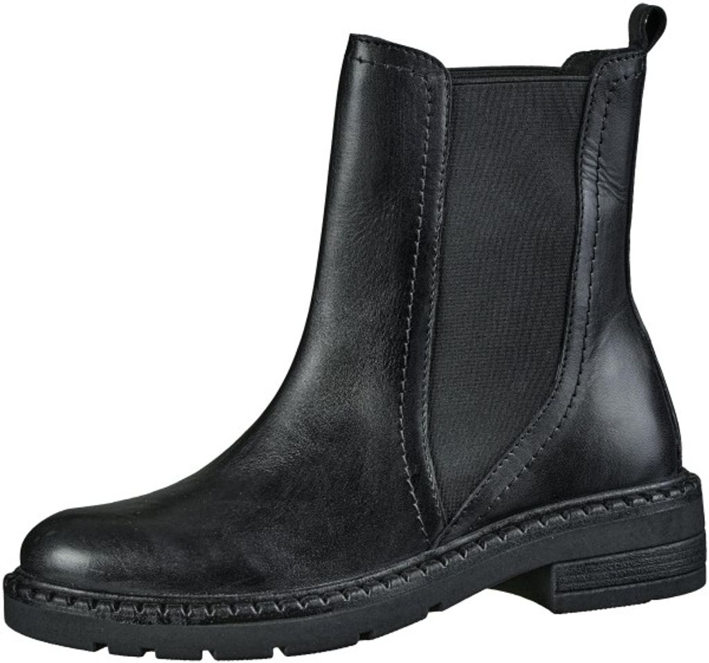 Marco Tozzi Damen Glattleder Stiefel in schwarz antik, 15 cm Schafthöhe, Fleecefutter, Feel me Decksohle