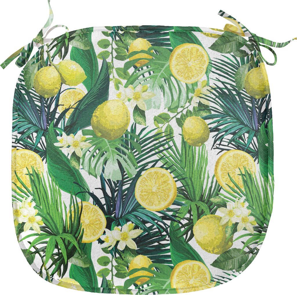 ABAKUHAUS Natur Polster für Esszimmerstühle, Exotische Pflanzen Green Leaf, Dekoratives wasserfestes Kissen mit Riemen für Küchensitze, 40 cm x...