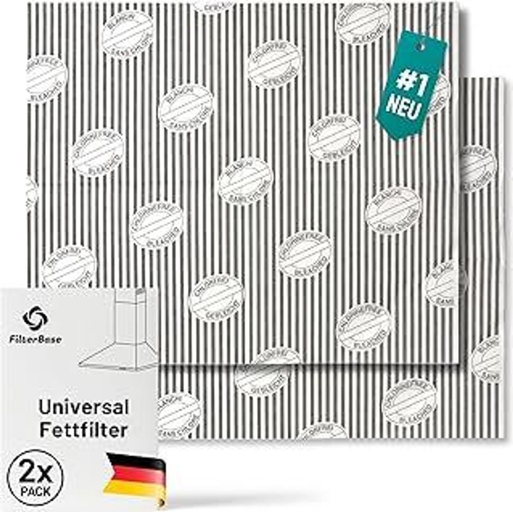 Universal Fettfilter Dunstabzugshaube | 2er Pack | Filter für Abzugshaube mit Sättingungsanzeige, kompostierbar, zuschneidbar 57x47 cm
