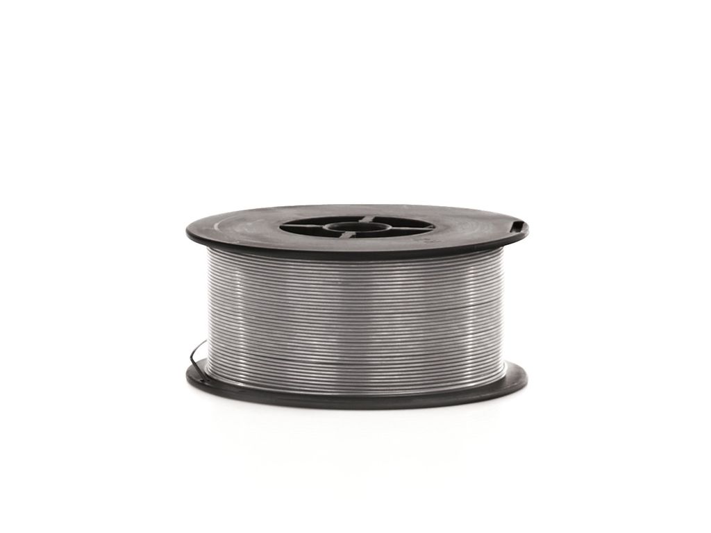 A spool of welding wire on a white background.