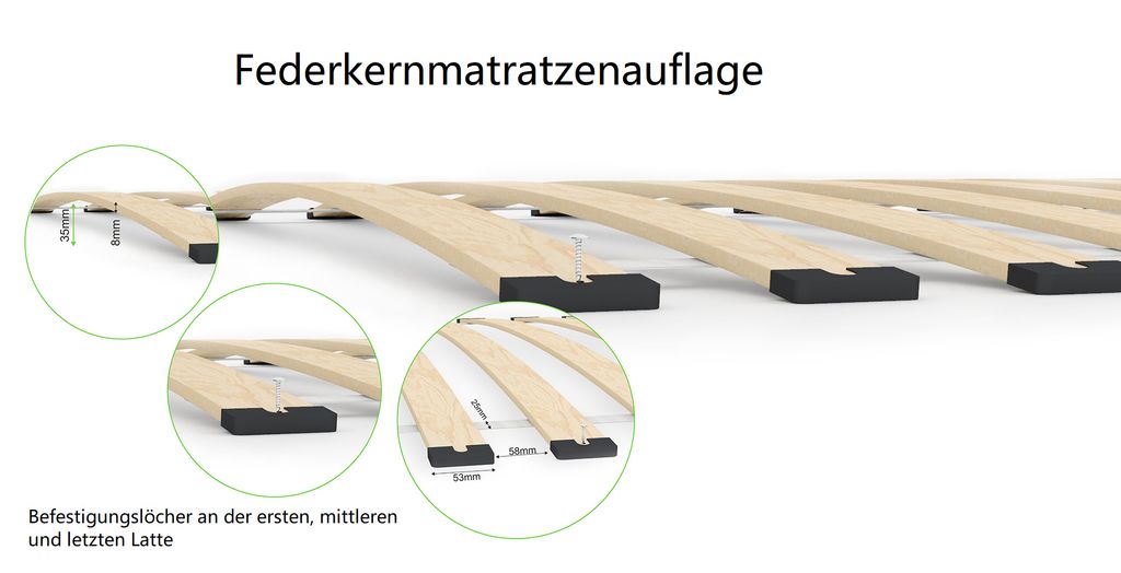 e-stelaze Lattenrost aus Birken-Federholzleisten  70 x 200 Produktbild 2