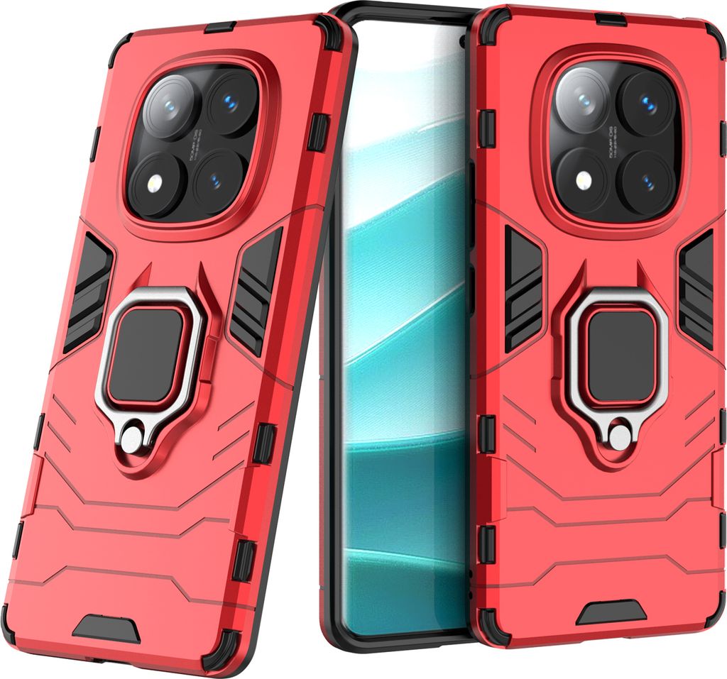 Hülle für Poco X7 Handyhülle Drehbar Ringhalter Magnet Bumper Case in Rot