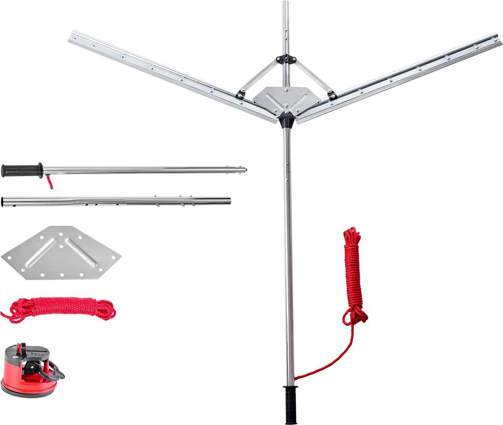 SucceBuy Teichrechen mit 157 cm maximaler Schnittbreite, Stahlklingen und 9 m Nylonseil, Wasser-Unkrautentferner für Rohrkolben, Schilf und Seeros...