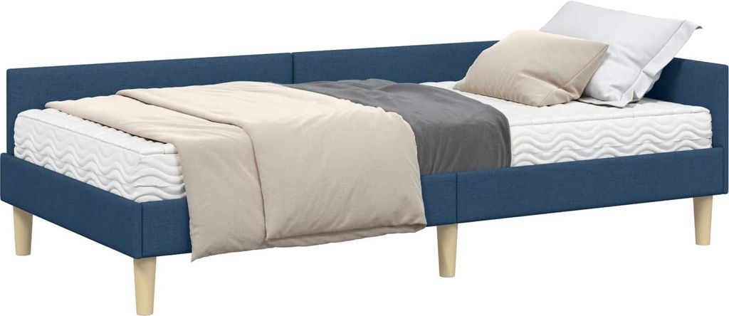 Eckbettgestell mit Matratze mit Matratze 2 pcs Blau Stoff