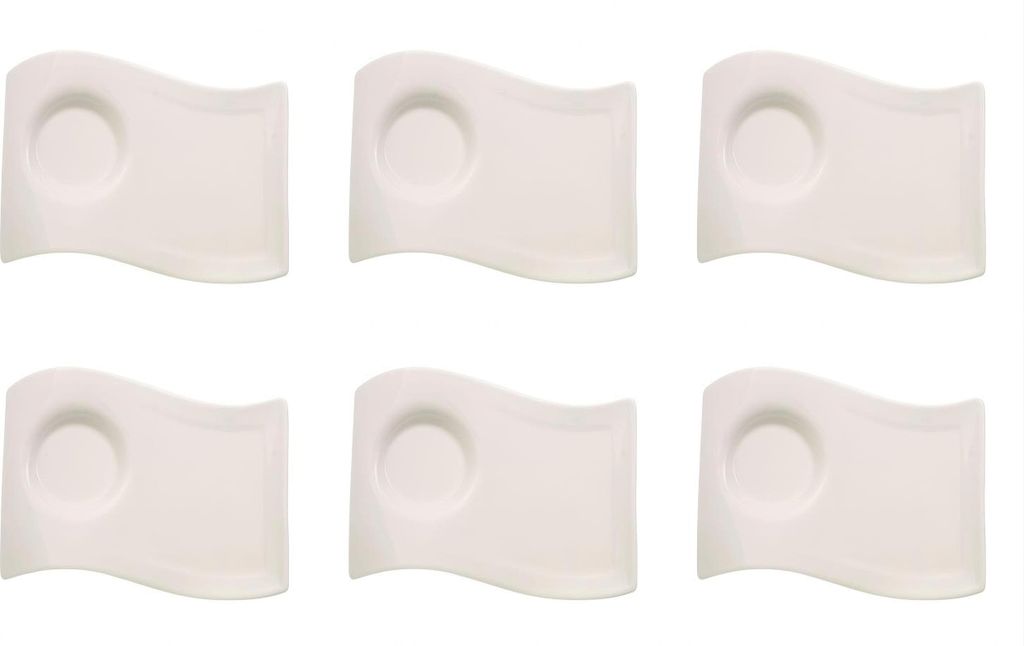 Villeroy & Boch NewWave Caffè 6er Set Untertassen groß 22x17cm weiß Porzellan