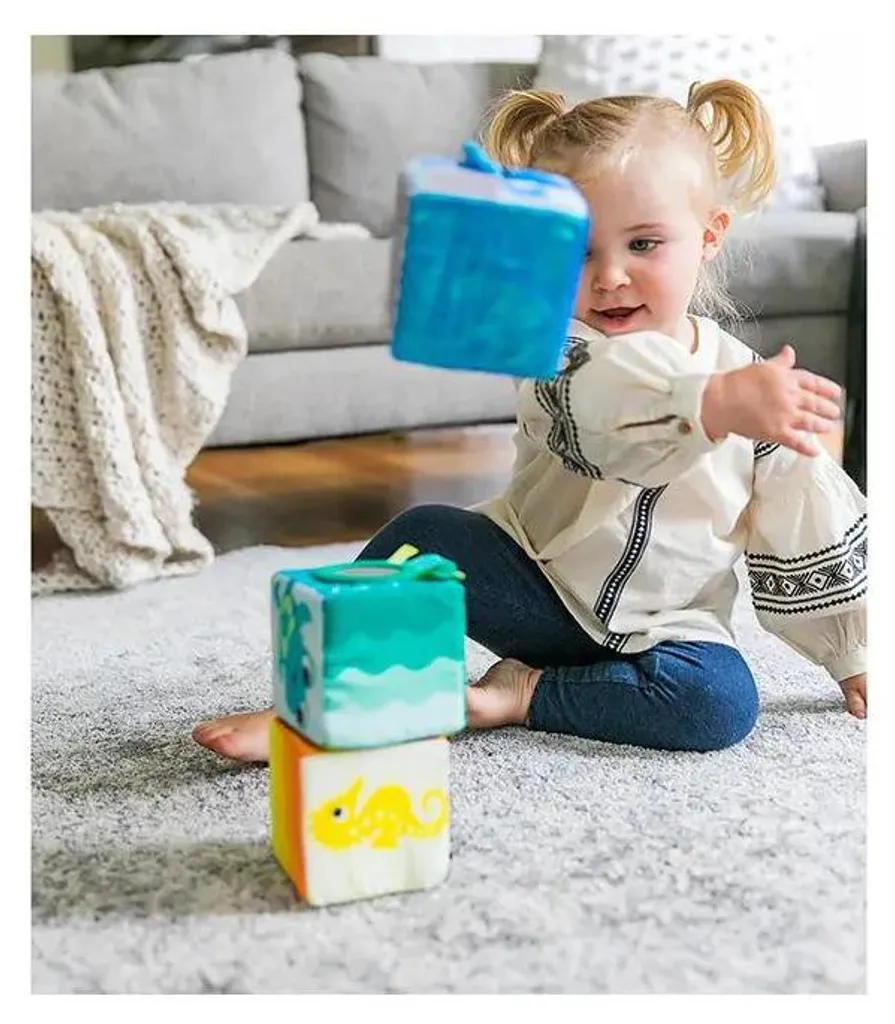 Cubes d'Éveil Souples pour Bébé : Jouets de Dentition et Construction