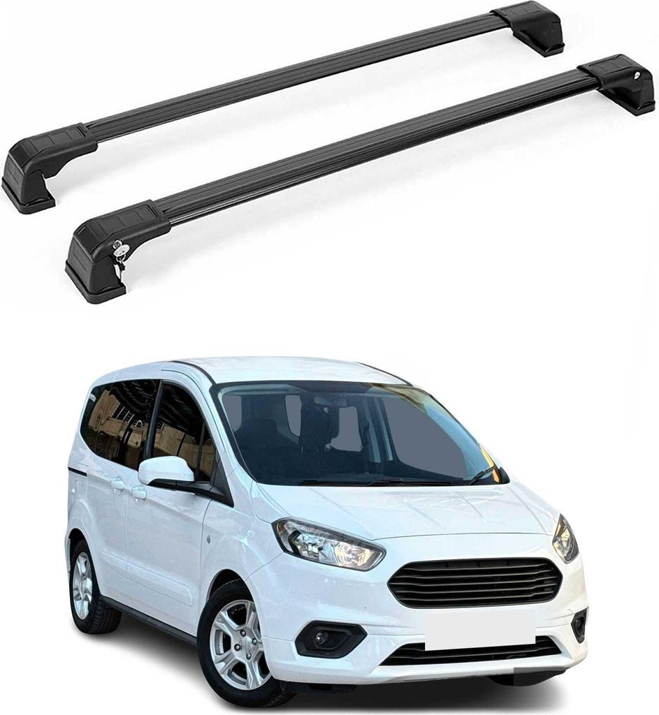 Alu Dachträger Gepäkträger Grundträger für Ford Courier 2014-2024 Schwarz 2x