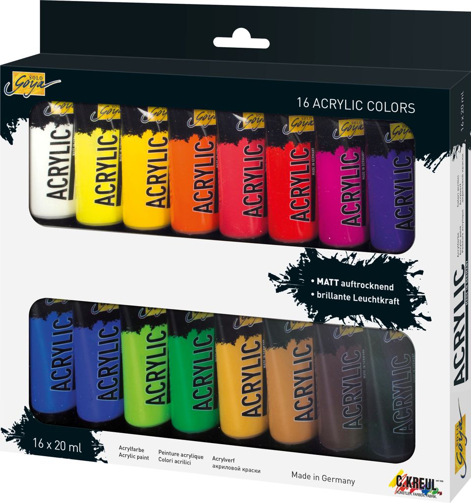 KREUL Acrylfarbe SOLO Goya Acrylic, 20 ml, zestaw 16 sztuk Zdjęcie produktu