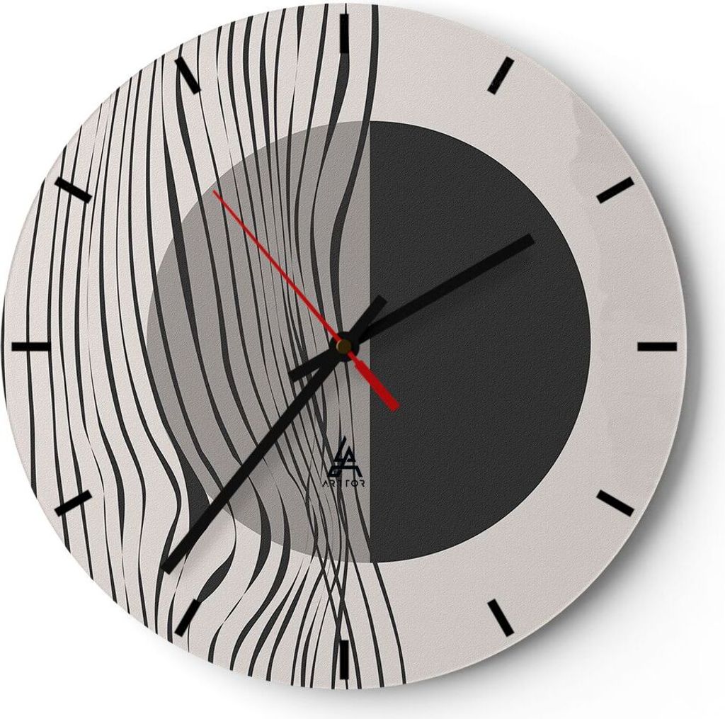 Wanduhr - Rund - Glasuhr - Figuren Formen Geometrie - 30x30cm - Schleichendes Uhrwerk - Lautlos - zum Aufhängen bereit - Dekoration Modern - Wandd...