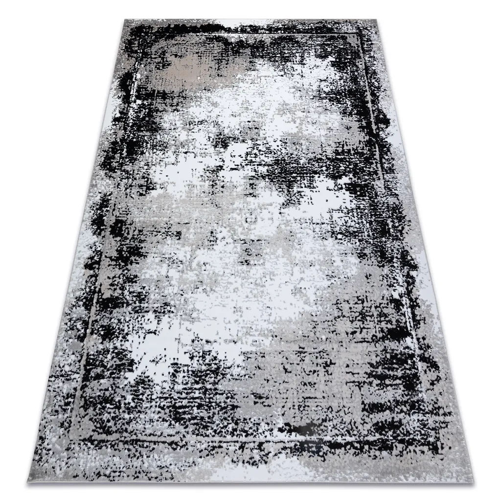 Petit Tapis Décoratif GLOSS Vintage Gris et Noir 80x150 pour Couloir