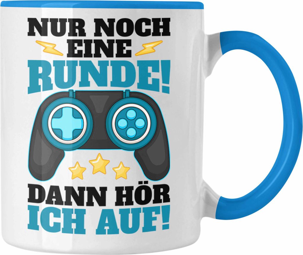 Trendation - Gamer Tasse Geschenk Jungen Zocker Mitbringsel Männer Tassen Zocken Gaming Geschenkideen Kinder PC Zubehör Spruch Lustig (Blau)