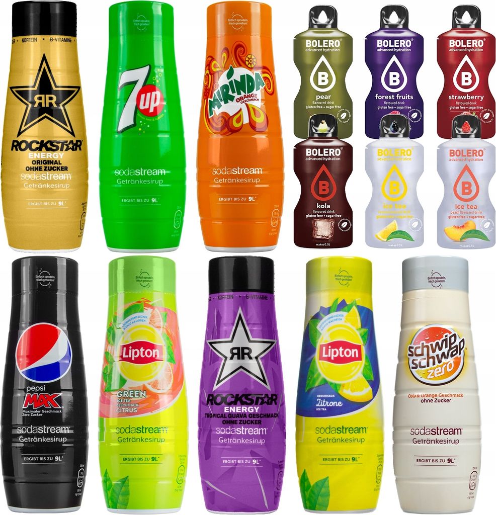 Sodastream sirop Set 8 sortes Pepsi Lipton Rockstar Bolero Image du produit 
