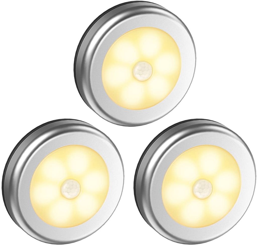 LED Nachtlicht mit Bewegungsmelder Sensor Lampe Batteriebetrieben Nachtleuchte