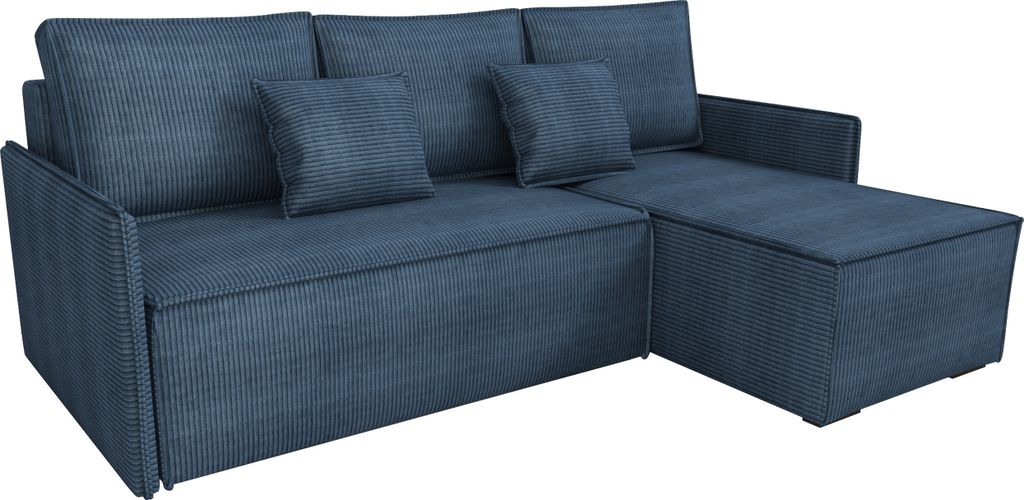 BroMARKT Ecksofa mit Schlaffunktion Atlantic Blau Cord Produktbild 