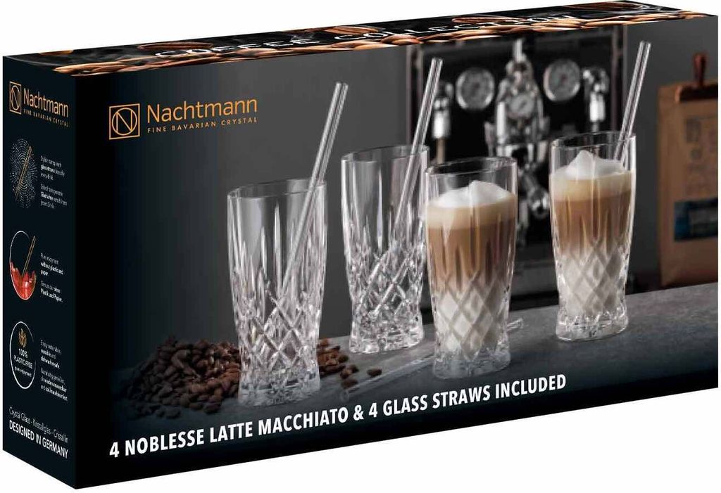 Nachtmann Latte Macchiato Set/4 + 4 Glastrinkhalme Imagen del producto 
