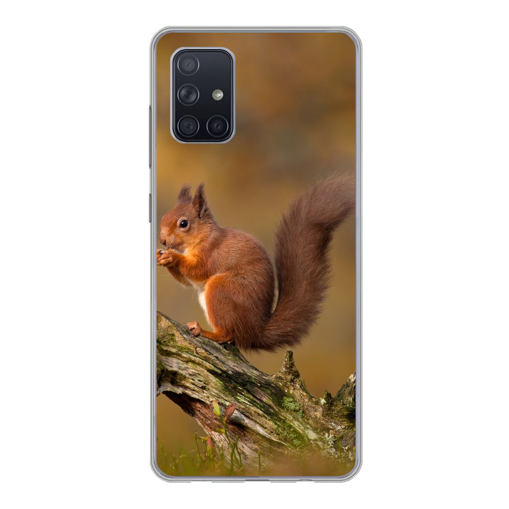 MuchoWow Handyhülle Schutzhülle Hülle für Samsung Galaxy A51 5G Eichhörnchen - Baumstamm - Wald Silikon Softcase Handy Hülle - Abbildung