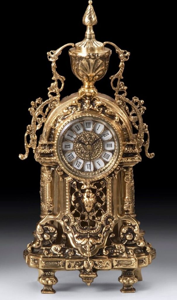 Casa Padrino Luxus Barock Tischuhr Gold 20 x H. 36 cm - Handgefertigte Bronze Uhr im Barockstil - Barock Schreibtischuhr - Barock Schreibtisch Deko...