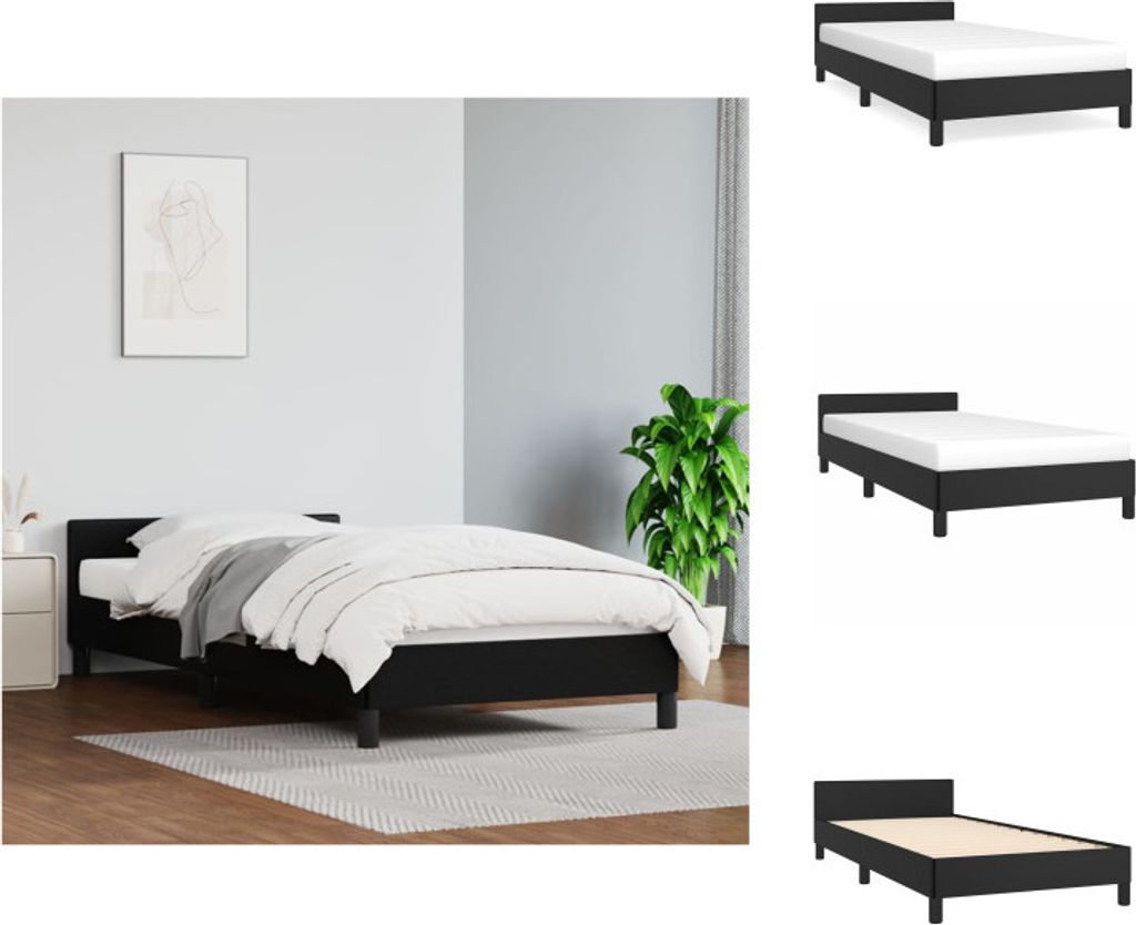 vidaXL Bettgestell mit Kopfteil Schwarz 80x200 cm Kunstleder - Betten & Bettgestelle