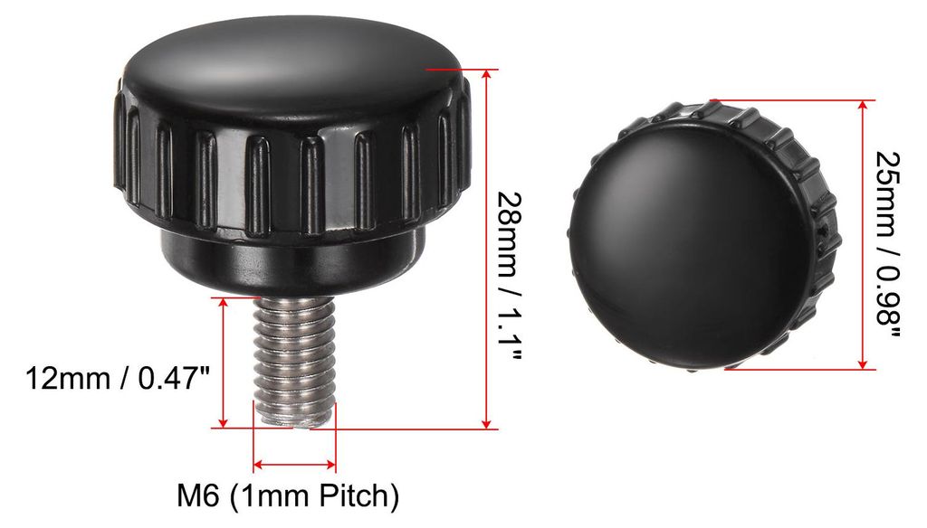 4 Stš¹ck R?ndelschraube mit Gewinde M6 x 12mm x 25mm Rundkopfschraube Edelstahl 304 Rundgriffbolzen Klemmkn?pfe 25mm Handkn?pfe Daumenschrauben S...