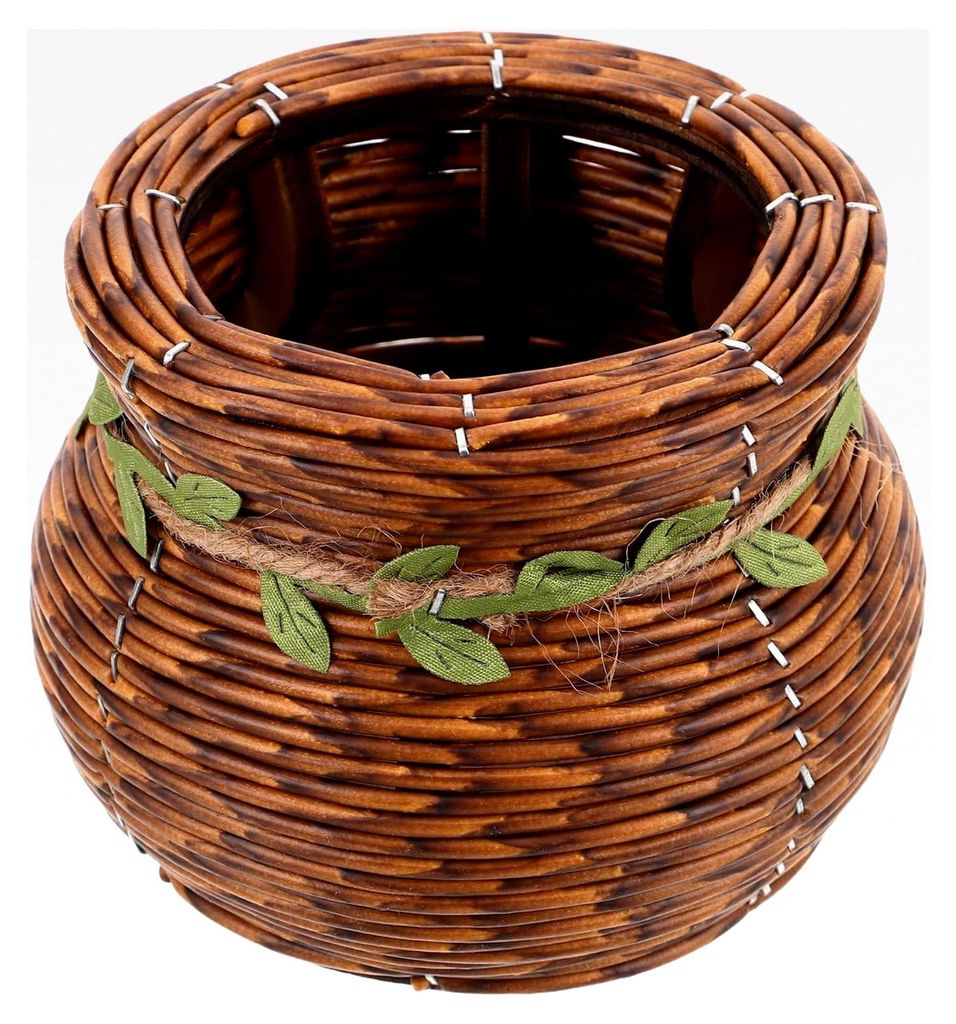 Geflochtener Korb aus Kunst-Rattan für Tischdekoration und Aufbewahrung, tragbarer Blumenkorb für Büro und Zuhause