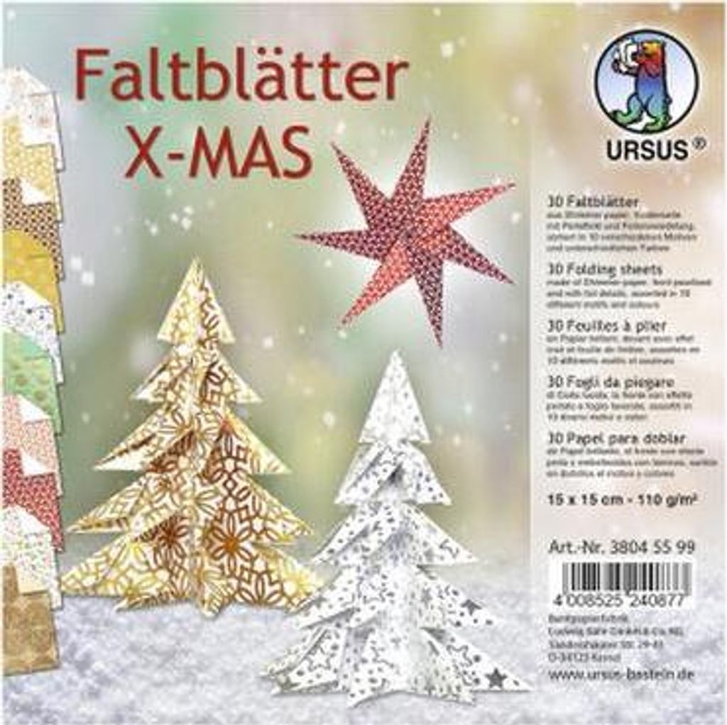 URSUS 30 Faltblätter "X-MAS", 15 x 15 cm